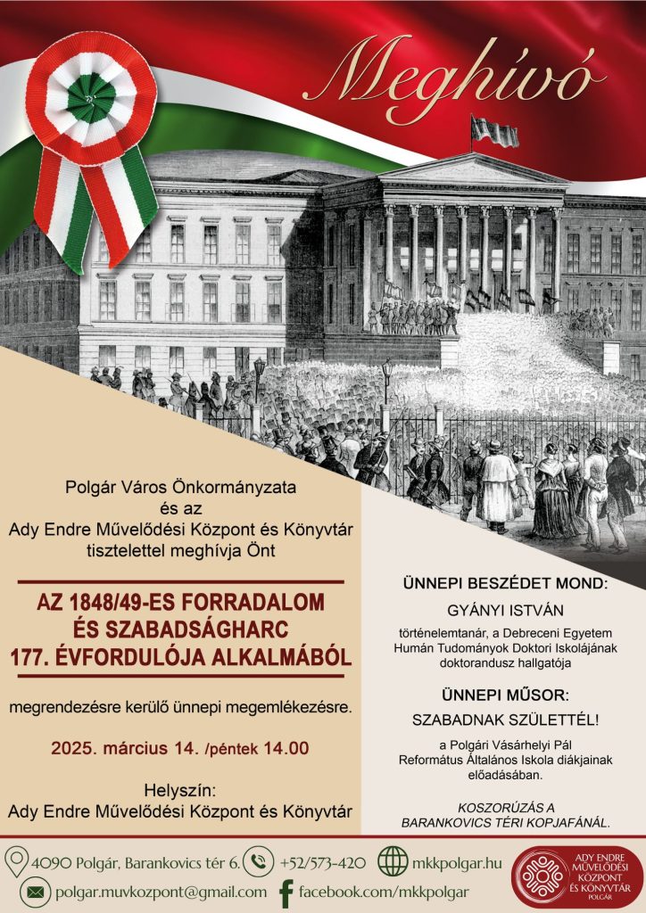 Ünnepi megemlékezés az 1848/49-es Forradalom és szabadságharc 177. évfordulója alkalmából
