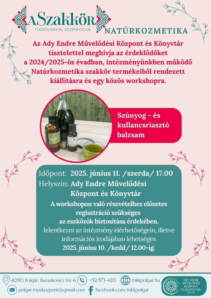 Natúrkozmetika szakkör workshopja